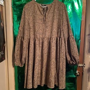 Plus Size Black Polka-dotted Dress